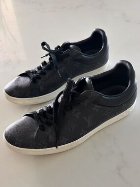 Louis Vuitton Black Monogram Leather Low-Top Sneakers